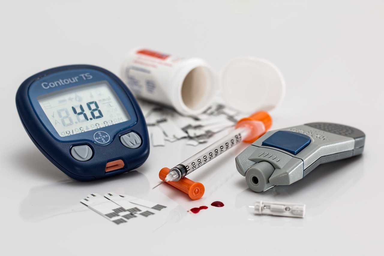 Blutzuckermessung und Insulinspritze